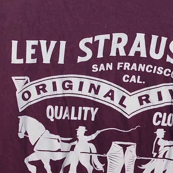 Levi Strauss & Co. Maroon Cotton Short Sleeve White Logo Kids Tee Size L 16/18 - Picture 4 of 16